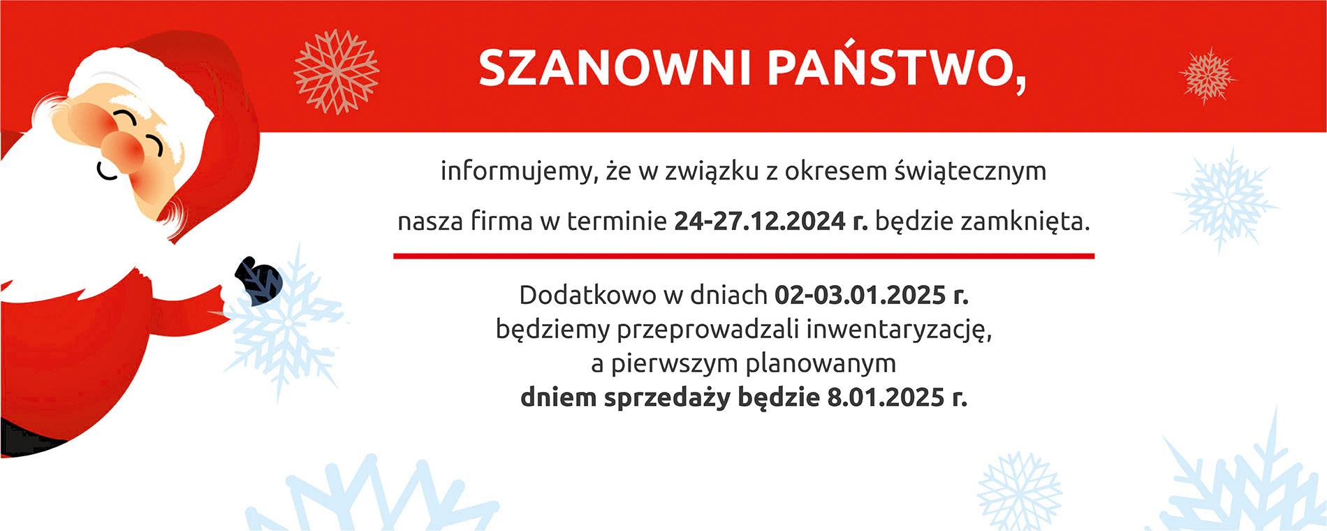 Informacja - przerwa świąteczna