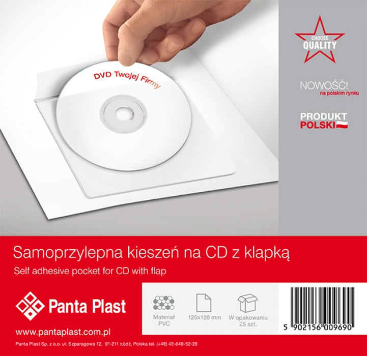 Samoprzylepna Kieszen na CD z Klapka